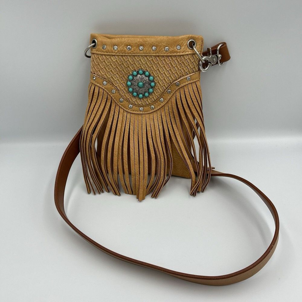 Mini Crossbody Boho purse with fringe accent &‎ Wallet
